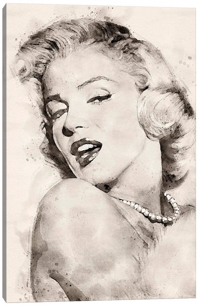 Marilyn Monroe Canvas Art Print - Black & White Graphics & Illustrations