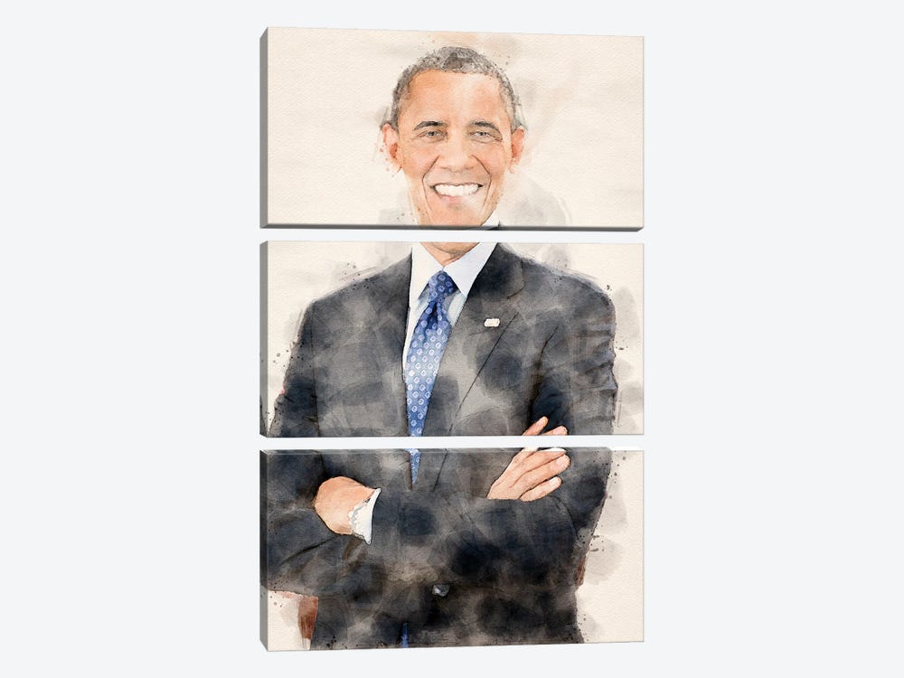 Barak Obama by Paul Rommer 3-piece Canvas Art
