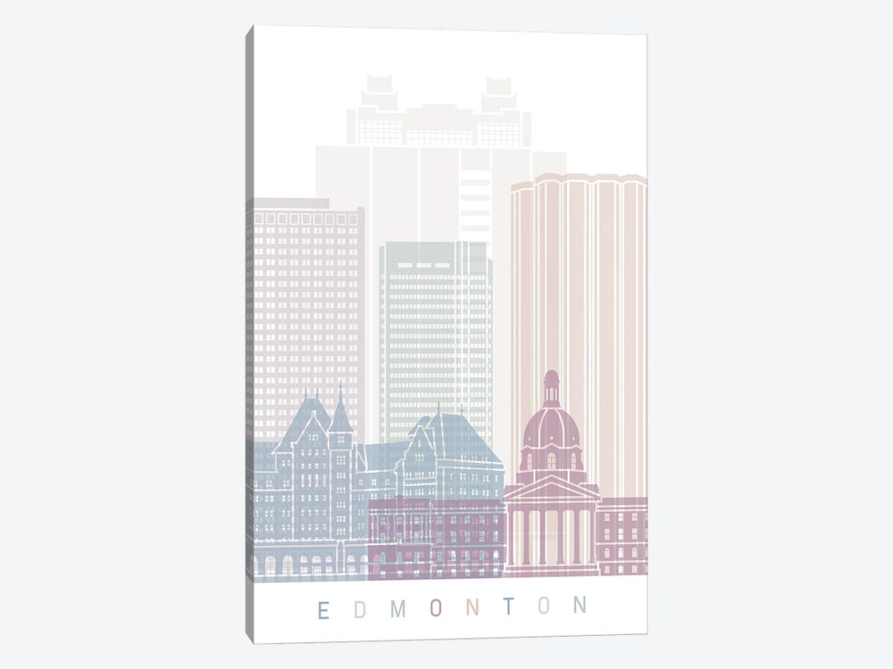 Edmonton Skyline Poster Pastel by Paul Rommer 1-piece Canvas Wall Art