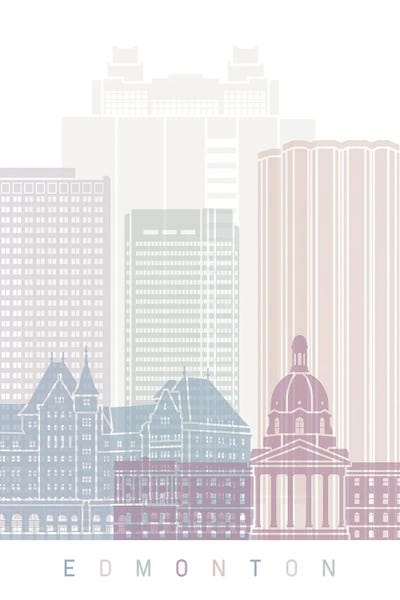 Alberta: Edmonton Skyline Poster Pastel by Paul Rommer
