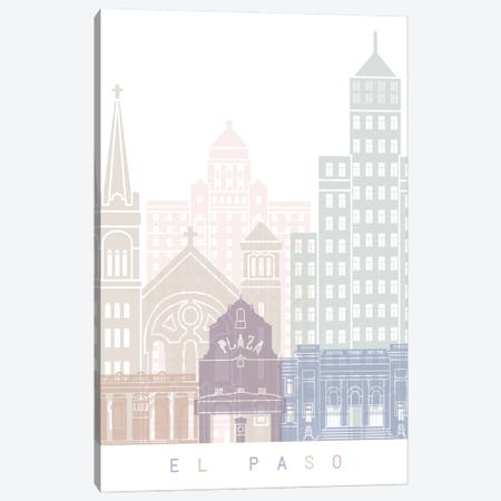 El Paso Skyline Poster Pastel Canvas Print #PUR5316} by Paul Rommer Canvas Wall Art