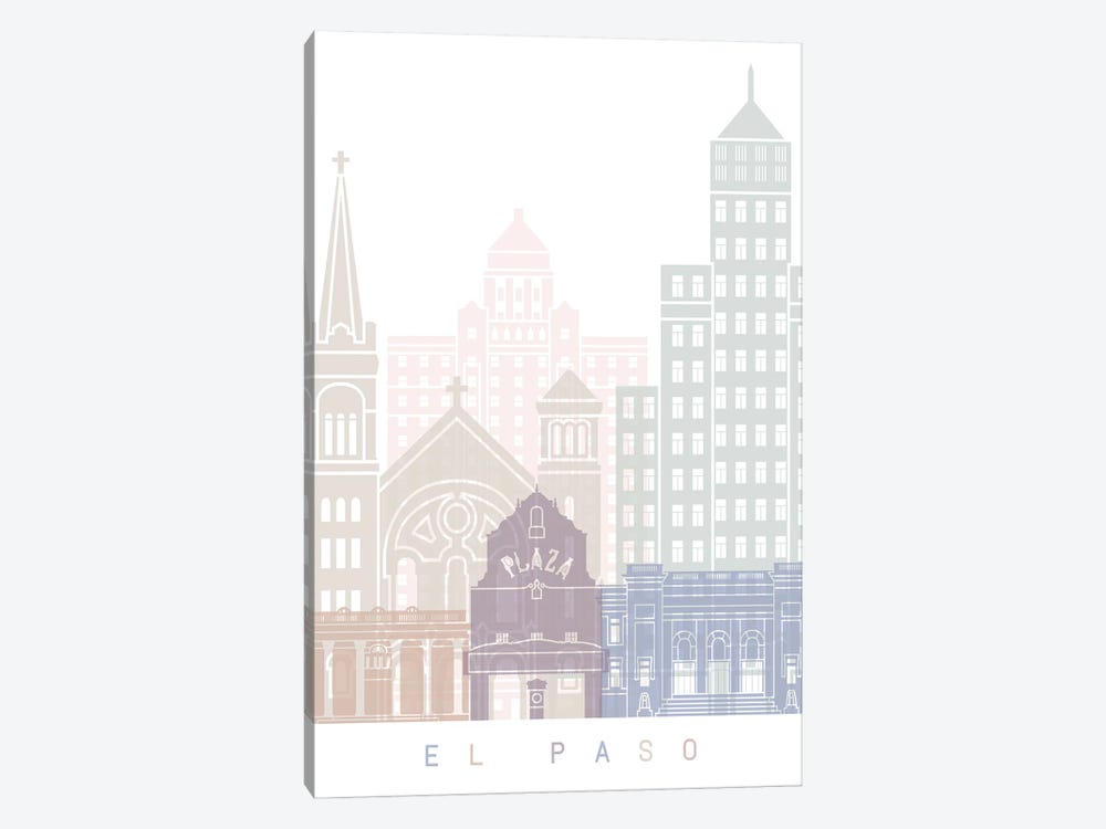 El Paso Skyline Poster Pastel by Paul Rommer 1-piece Art Print