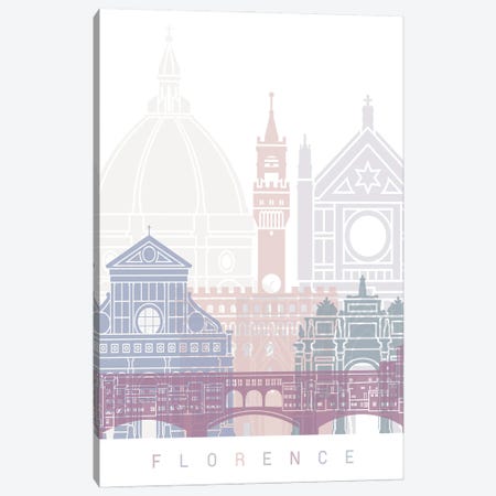 Florence Skyline Poster Pastel Canvas Print #PUR5319} by Paul Rommer Canvas Print