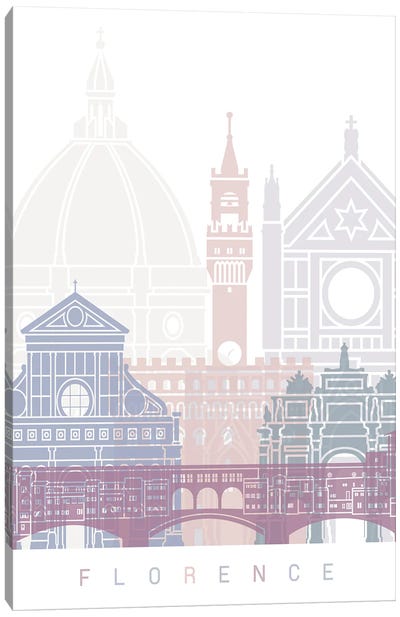 Florence Skyline Poster Pastel Canvas Art Print - Florence Art