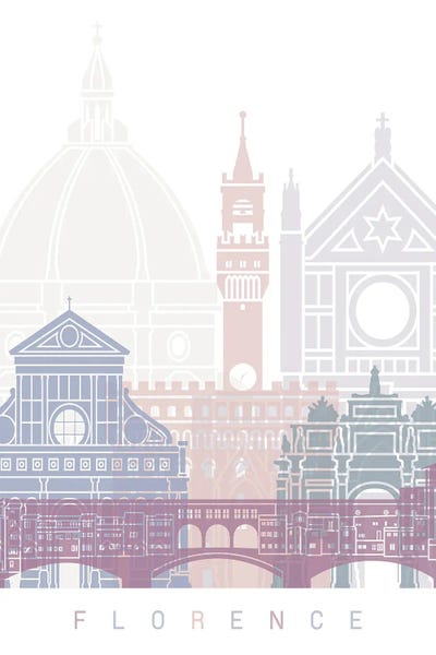 Florence: Florence Skyline Poster Pastel by Paul Rommer