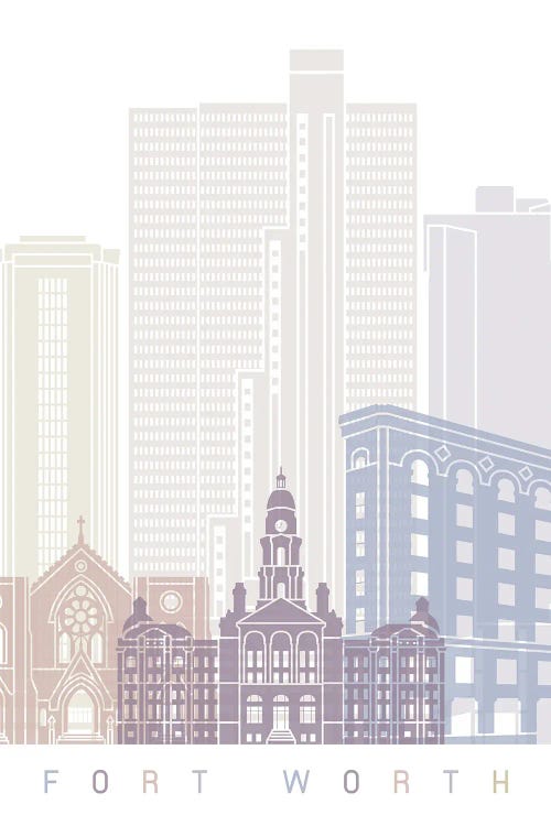 Fort Worth Skyline Poster Pastel