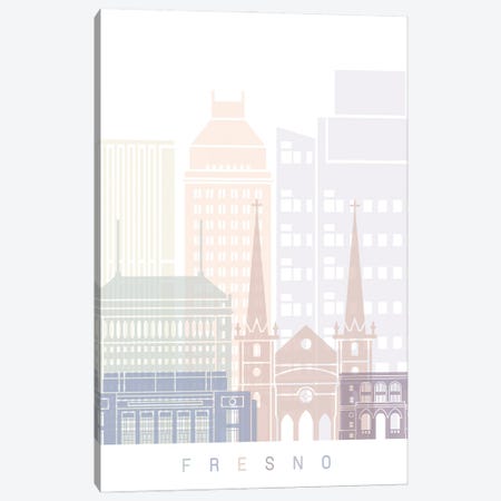 Fresno Skyline Poster Pastel Canvas Print #PUR5321} by Paul Rommer Canvas Art