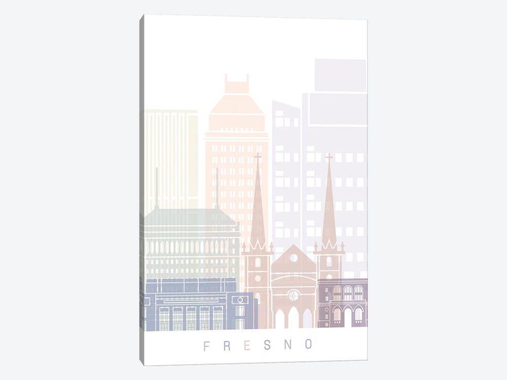 Fresno Skyline Poster Pastel by Paul Rommer 1-piece Art Print