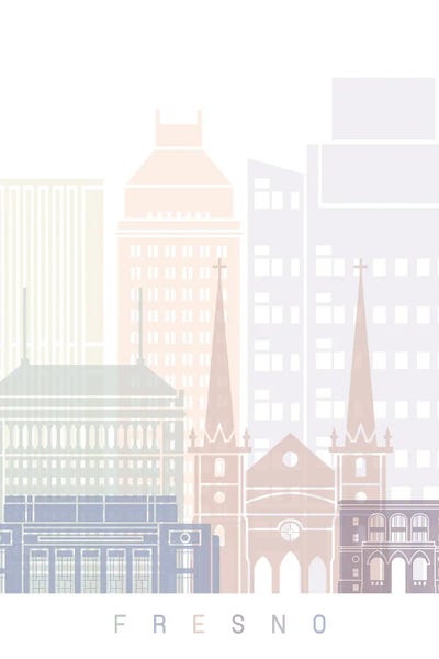 Fresno: Fresno Skyline Poster Pastel by Paul Rommer