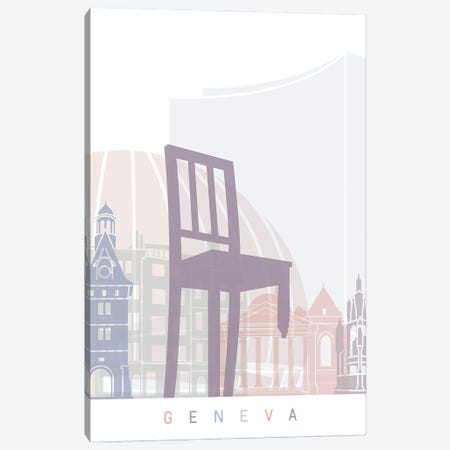 Geneva Skyline Poster Pastel Canvas Print #PUR5325} by Paul Rommer Art Print