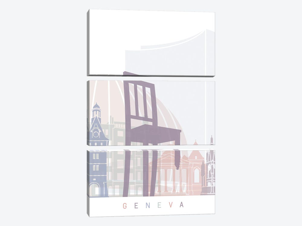 Geneva Skyline Poster Pastel by Paul Rommer 3-piece Art Print
