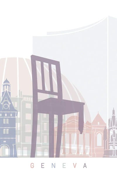 Geneva: Geneva Skyline Poster Pastel by Paul Rommer