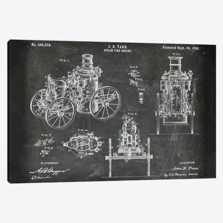 Steam Fire Engine Patent I Canvas Print #PUR5328} by Paul Rommer Canvas Artwork