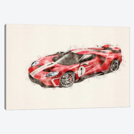Ford Tuning  Gt In Watercolor vII Canvas Print #PUR5339} by Paul Rommer Canvas Art Print