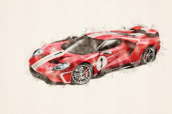 Ford: Ford Tuning  Gt In Watercolor vII by Paul Rommer