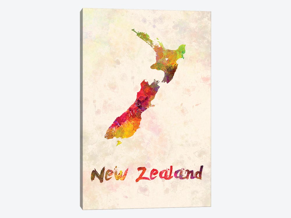 New Zealand In Watercolor by Paul Rommer 1-piece Canvas Artwork