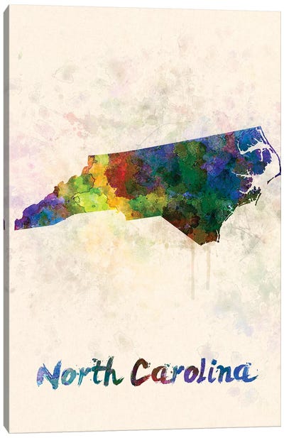 North Carolina Canvas Art Print - State Maps