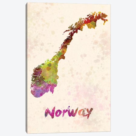 Norway In Watercolor Canvas Print #PUR545} by Paul Rommer Canvas Art
