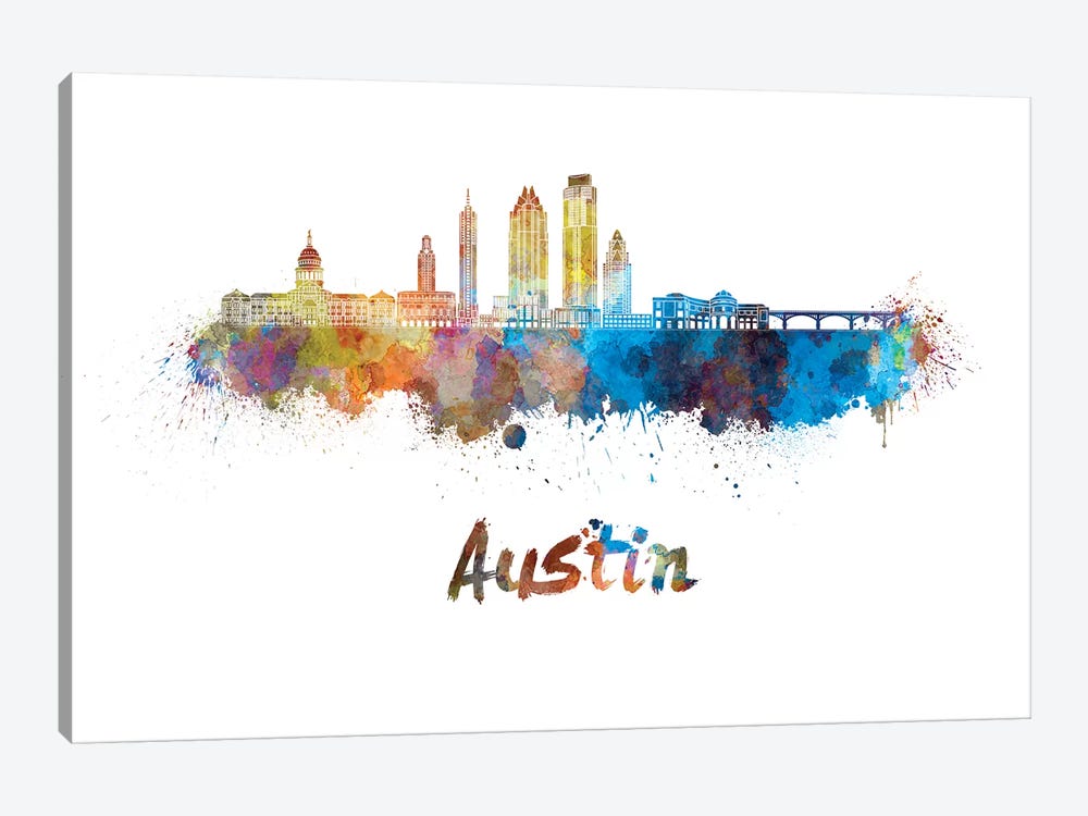 Austin Skyline In Watercolor II by Paul Rommer 1-piece Art Print