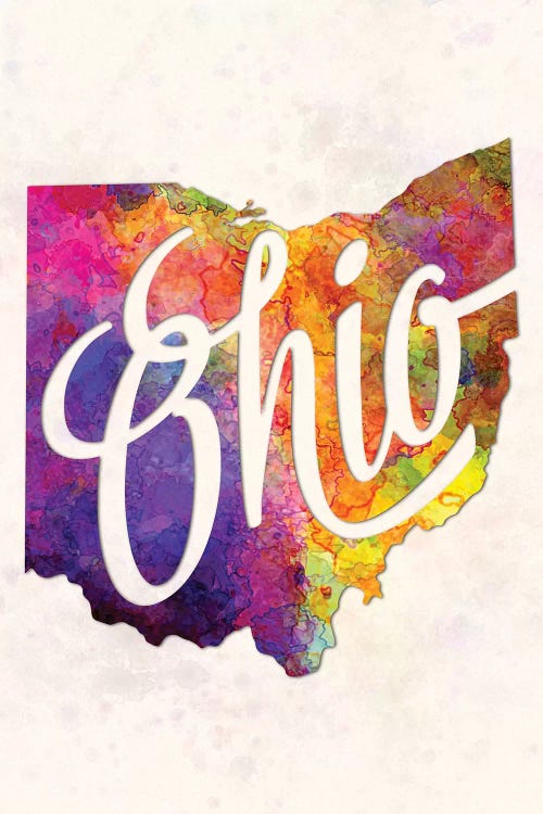 Ohio US State In Watercolor Text Cut Out