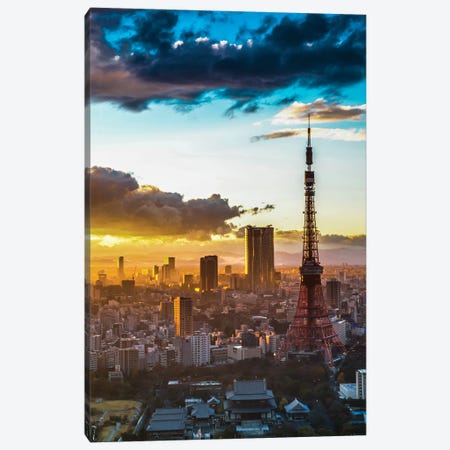 Tokyo Tower Sunset Canvas Print #PUR5526} by Paul Rommer Art Print