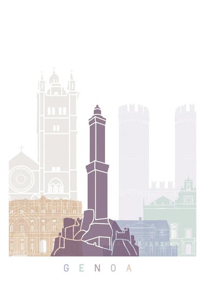 Liguria: Genoa Skyline Poster Pastel by Paul Rommer