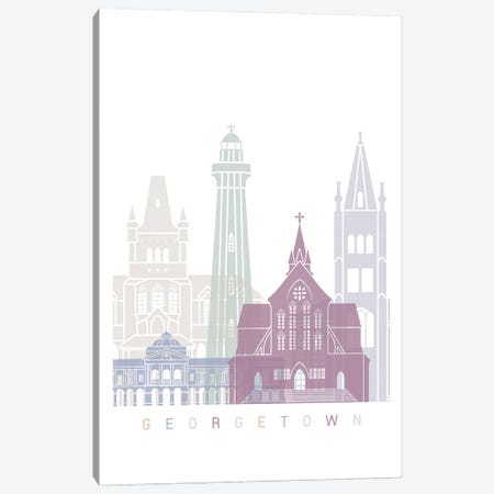 Georgetown Skyline Poster Pastel Canvas Print #PUR5548} by Paul Rommer Canvas Wall Art