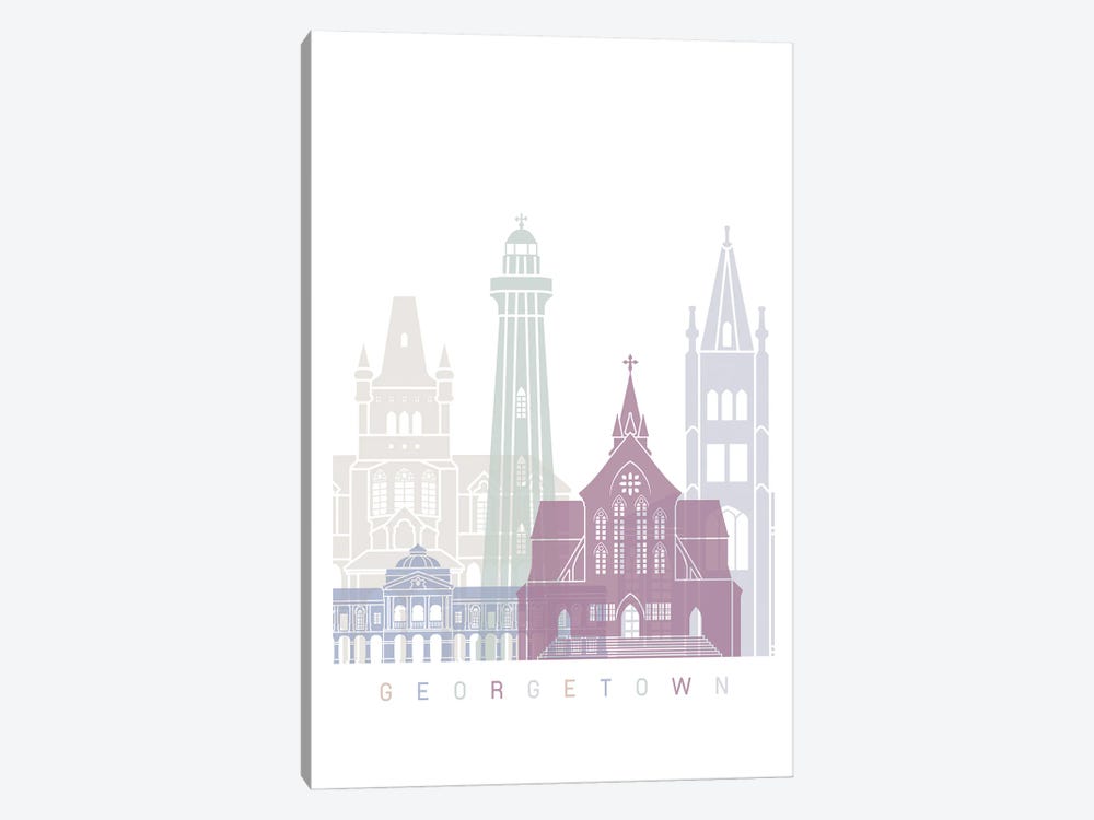 Georgetown Skyline Poster Pastel by Paul Rommer 1-piece Canvas Wall Art