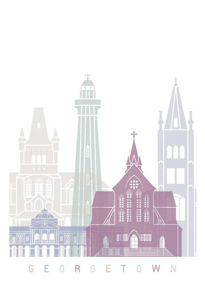 Washington, D.C.: Georgetown Skyline Poster Pastel by Paul Rommer