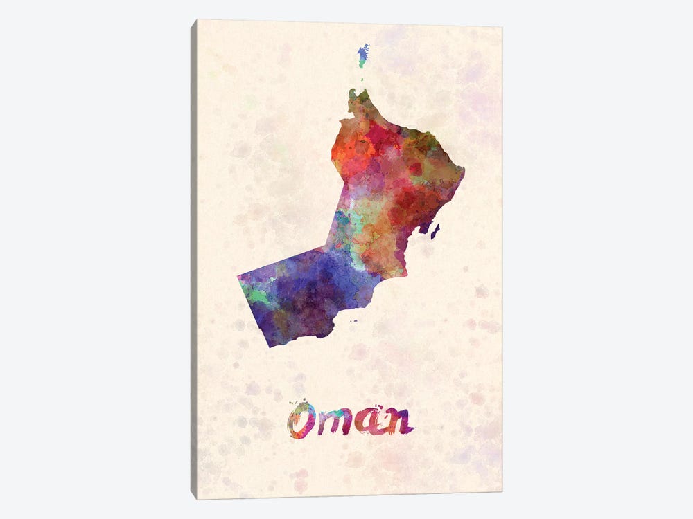 Oman In Watercolor by Paul Rommer 1-piece Canvas Art Print