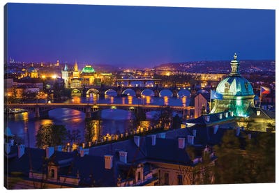 View On Prague Bridges Czech-Republic Canvas Art Print - Prague Art