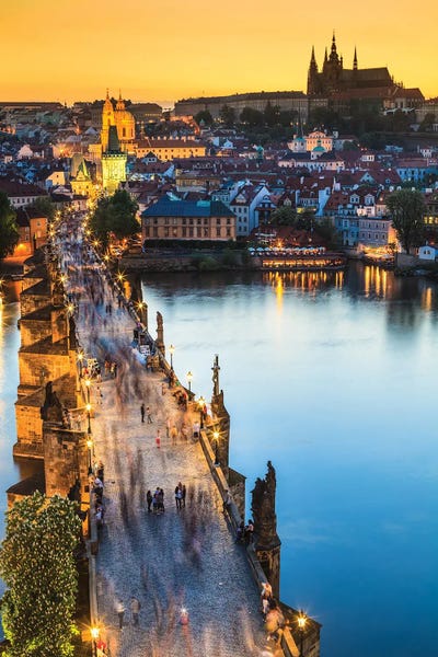 Czech Republic: View Of Vltava River With Charles Bridge In Prague Czech Republic by Paul Rommer