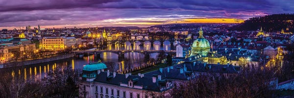 Czech Republic: Bridges In Prague Over The River At Sunse Czech Republic by Paul Rommer