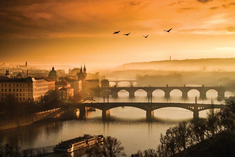 Flying Over Prague Czech Republic