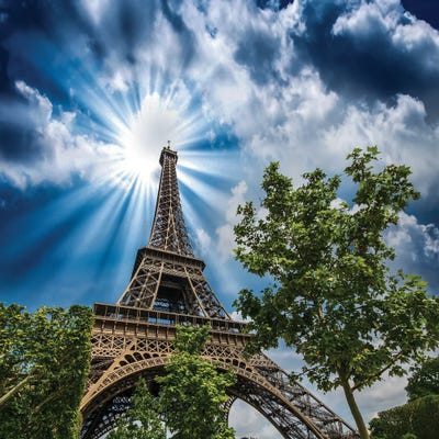 Sunset Sky Above Eiffel Tower Paris by Paul Rommer art print