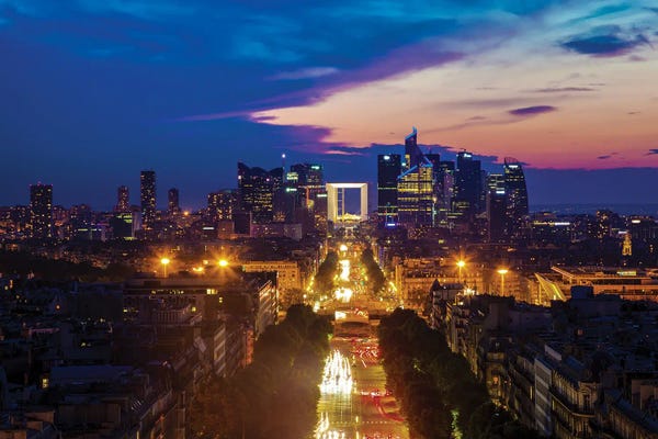 Canvas Print: La Defense And Champs Elysees Paris by Paul Rommer