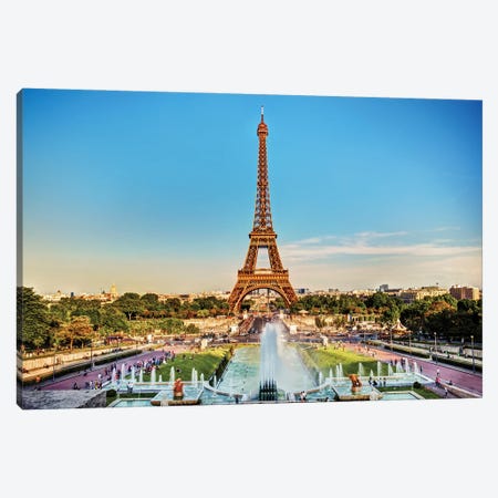 Eiffel Tower And Fountain Paris France Canvas Print #PUR5594} by Paul Rommer Canvas Art