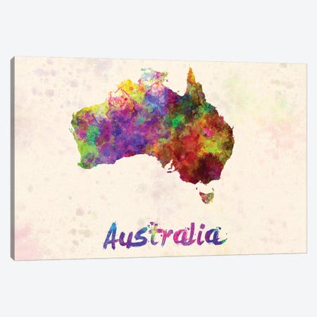 Australia In Watercolor Canvas Print #PUR55} by Paul Rommer Canvas Artwork