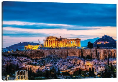 Acropolis In The Evening After Greece Canvas Art Print - Greece Art