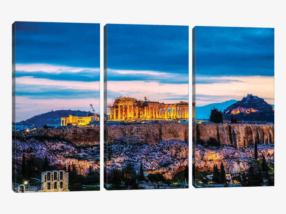 Acropolis In The Evening After Greece by Paul Rommer 3-piece Art Print