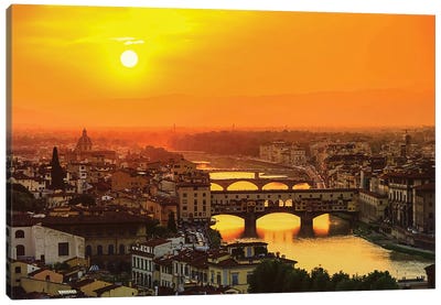 Florenz Bruecke Florence Bridge Canvas Art Print - Tuscany