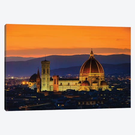 Florenz Dom Nacht Florence Cathedral Night Canvas Print #PUR5605} by Paul Rommer Canvas Wall Art
