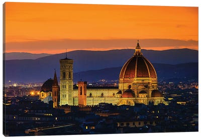 Florenz Dom Nacht Florence Cathedral Night Canvas Art Print - Florence Art