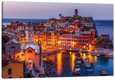 Aerial View On The Village Of Vernazza At The Morning Cinque Terre Italy Canvas Art Print