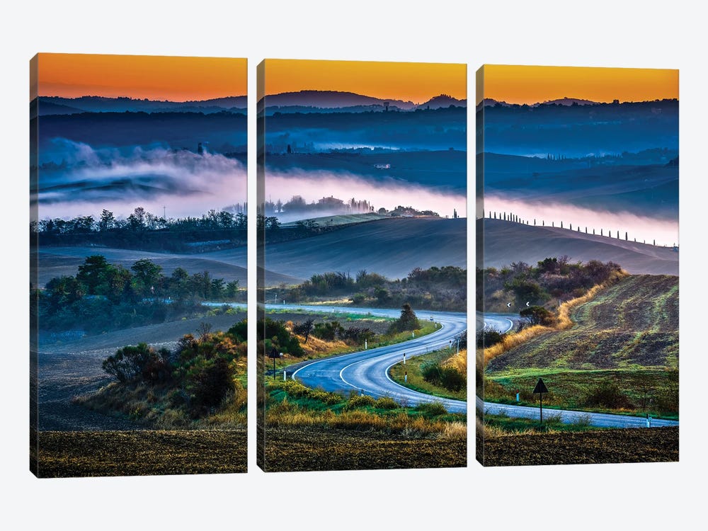 Tuscany At Sunrise Italy by Paul Rommer 3-piece Canvas Wall Art