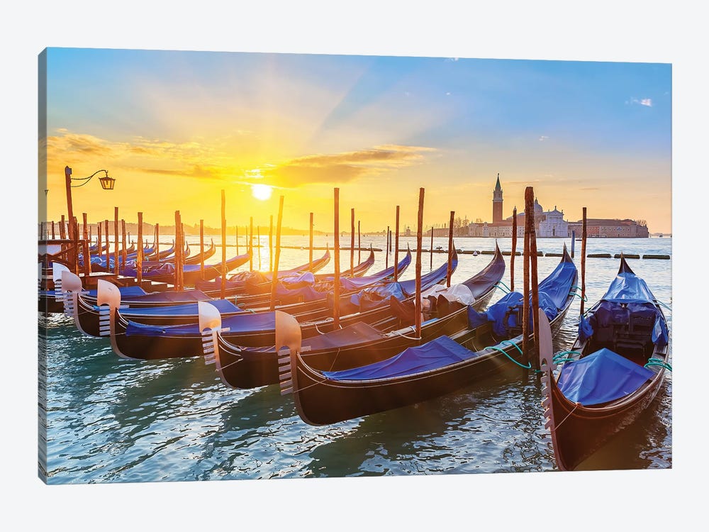Venetian Gondolas At Sunrise by Paul Rommer 1-piece Canvas Print