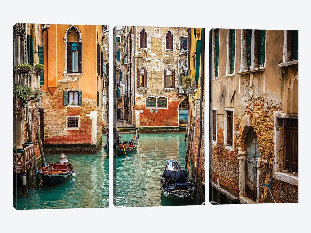 Canal In Venice by Paul Rommer 3-piece Canvas Wall Art