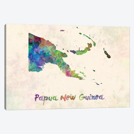 Papua New Guinea In Watercolor Canvas Print #PUR561} by Paul Rommer Canvas Print
