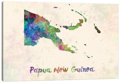 Papua New Guinea In Watercolor Canvas Art Print - Papua New Guinea