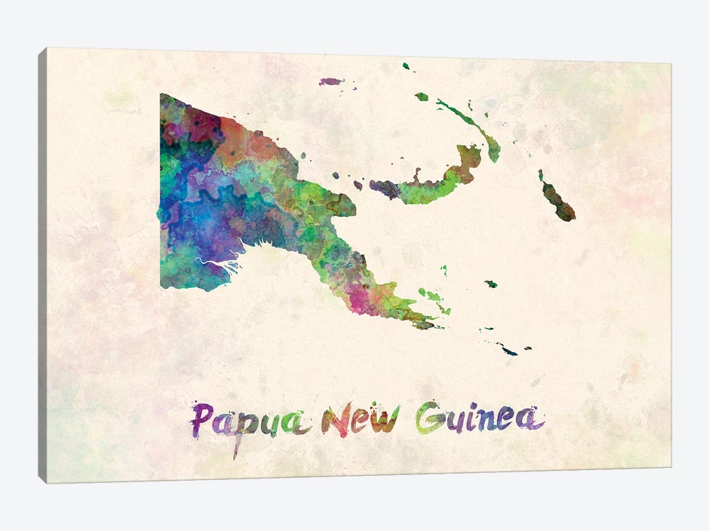 Papua New Guinea In Watercolor by Paul Rommer 1-piece Canvas Artwork